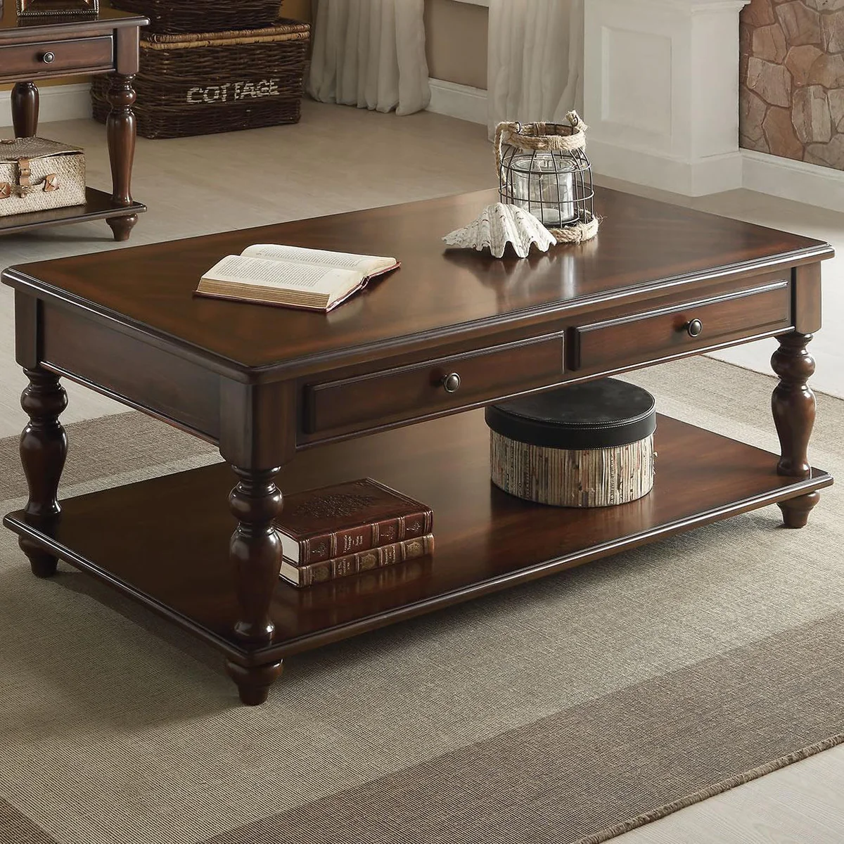 Classic Dark Wood Coffee Table