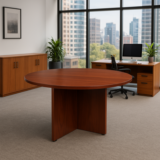 Circular Wooden Meeting Table - Image 2