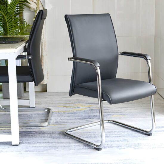 Black Leather Visitor Chair - Image 2