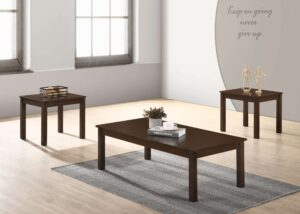 Wooden Coffee Table & Stools Set