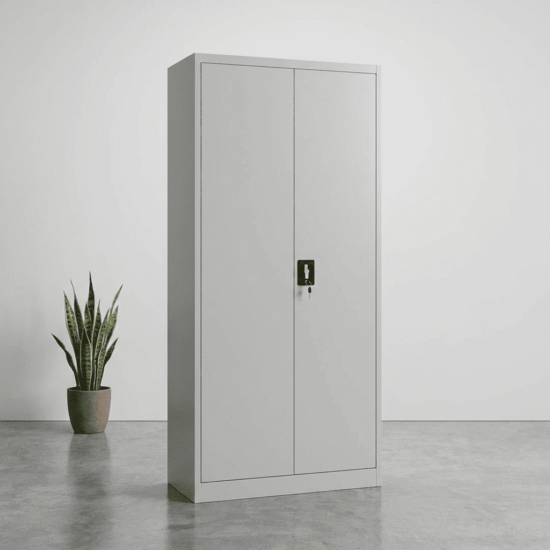 2-Door Full Metallic Cabinet with lockable steel doors and adjustable shelves for office and home storage