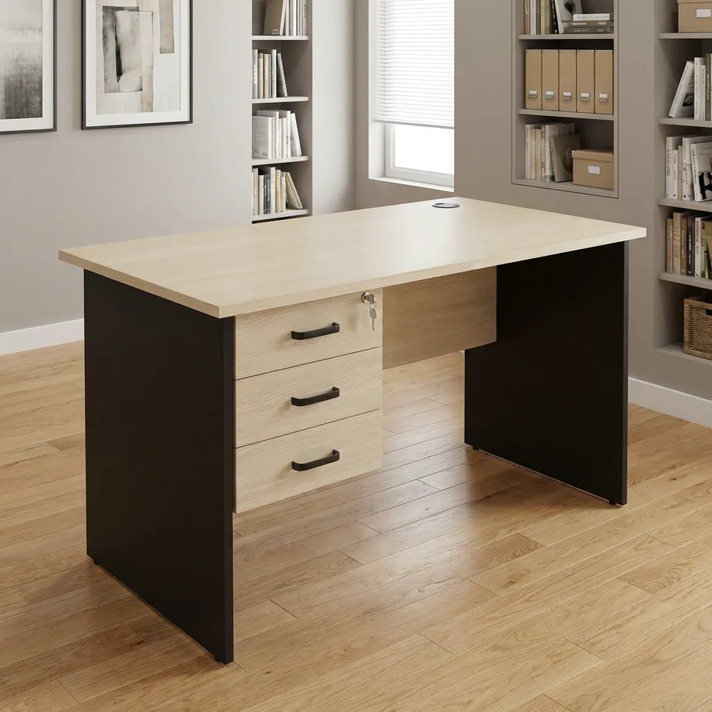 Modern 1M Office/Home Study Desk with USB charging ports and spacious tabletop