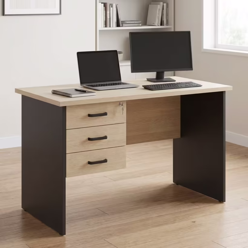 Modern 1M Office/Home Study Desk with USB charging ports and spacious tabletop
