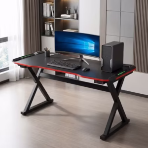 1.2M Gaming Table With Light featuring spacious desktop, steel frame, and modern ergonomic design
