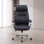 Executive Leather Office Chair with high back, padded armrests, and swivel base
