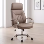 Executive Leather Office Chair with high back, padded armrests, and swivel base