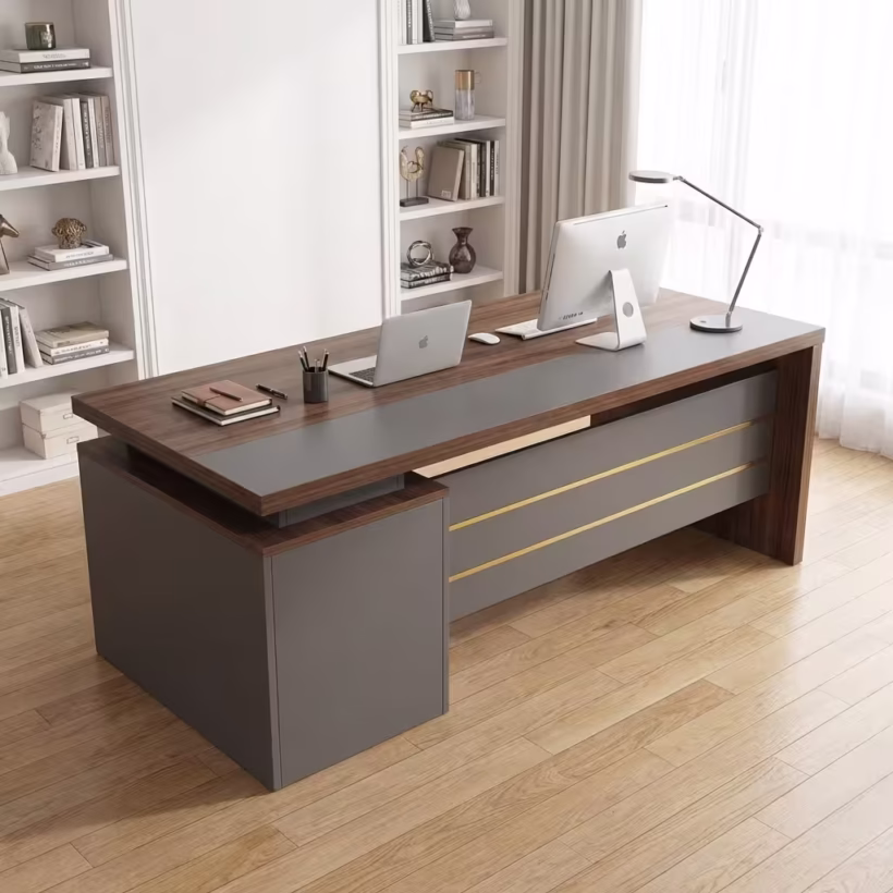 1.6M Modern Wooden Office Desk with three drawers and spacious wooden tabletop