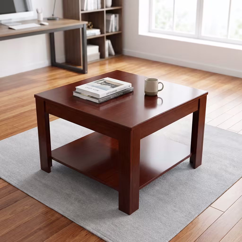 Square Office Coffee Table made of wood with smooth polished edges