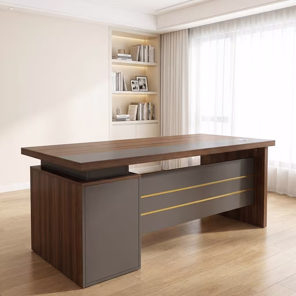 1.6M Modern Wooden Office Desk with three drawers and spacious wooden tabletop