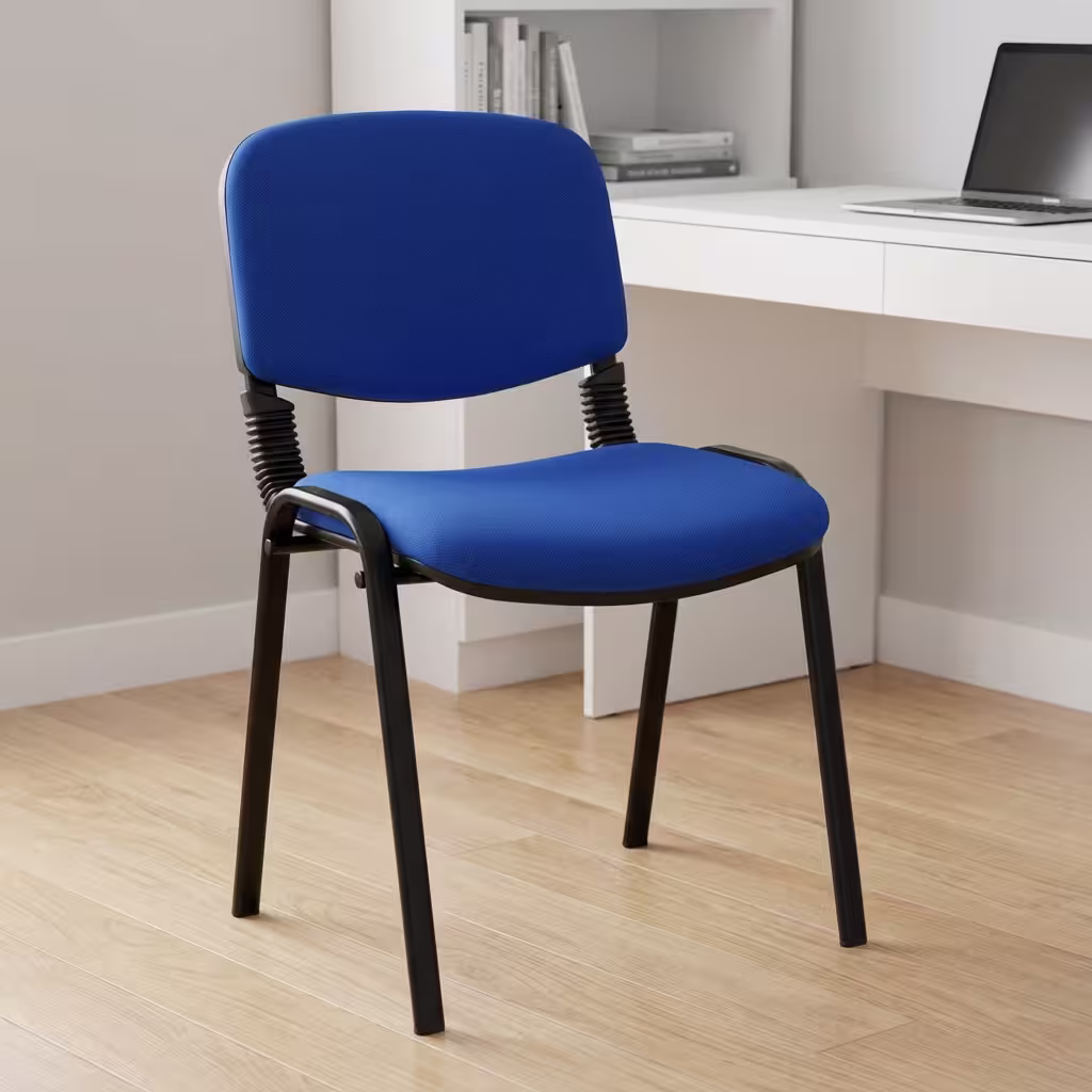 Tosca Stackable Office Chair with padded fabric seat and back, black frame, stackable design