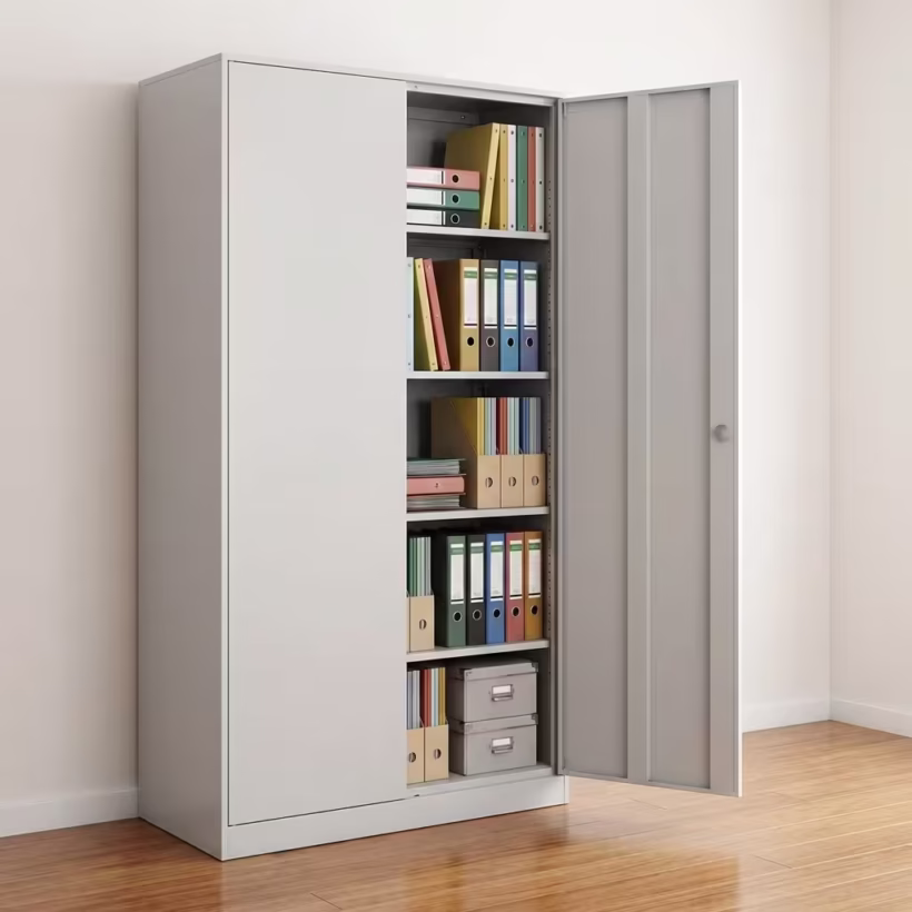 2-Door Full Metallic Office Cabinet with lockable doors and adjustable shelves