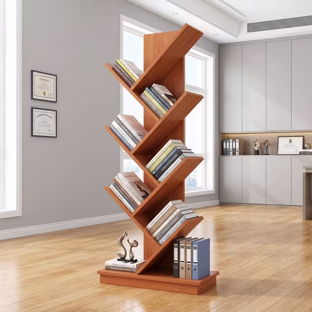 9-Tier Wooden Bookshelf for versatile home and office storage