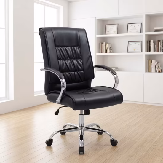 Mid-Back Leather Office Chair with ergonomic design and adjustable features