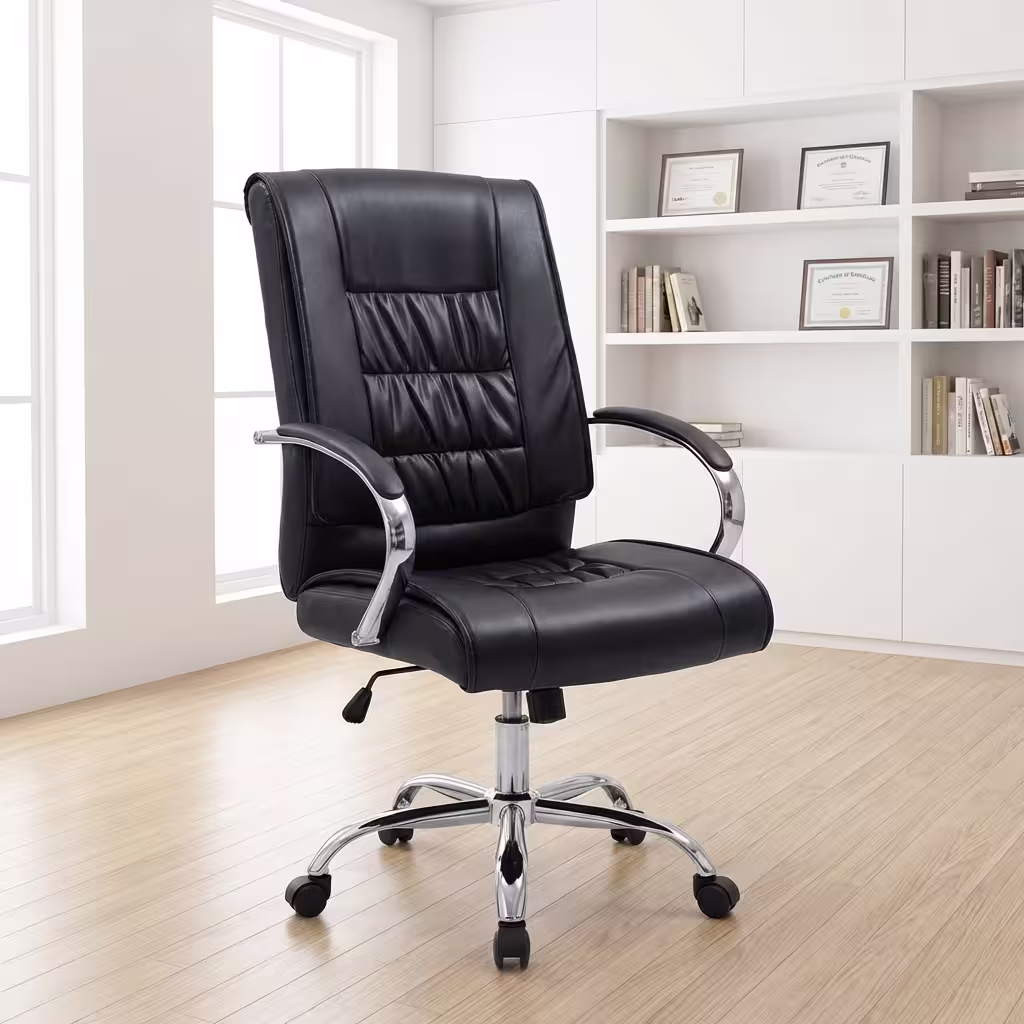 Mid-Back Leather Office Chair with ergonomic design and adjustable features