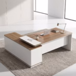 1.8M Modern Executive Office Desk in a stylish office setup with laptop, documents, and organized storage drawers