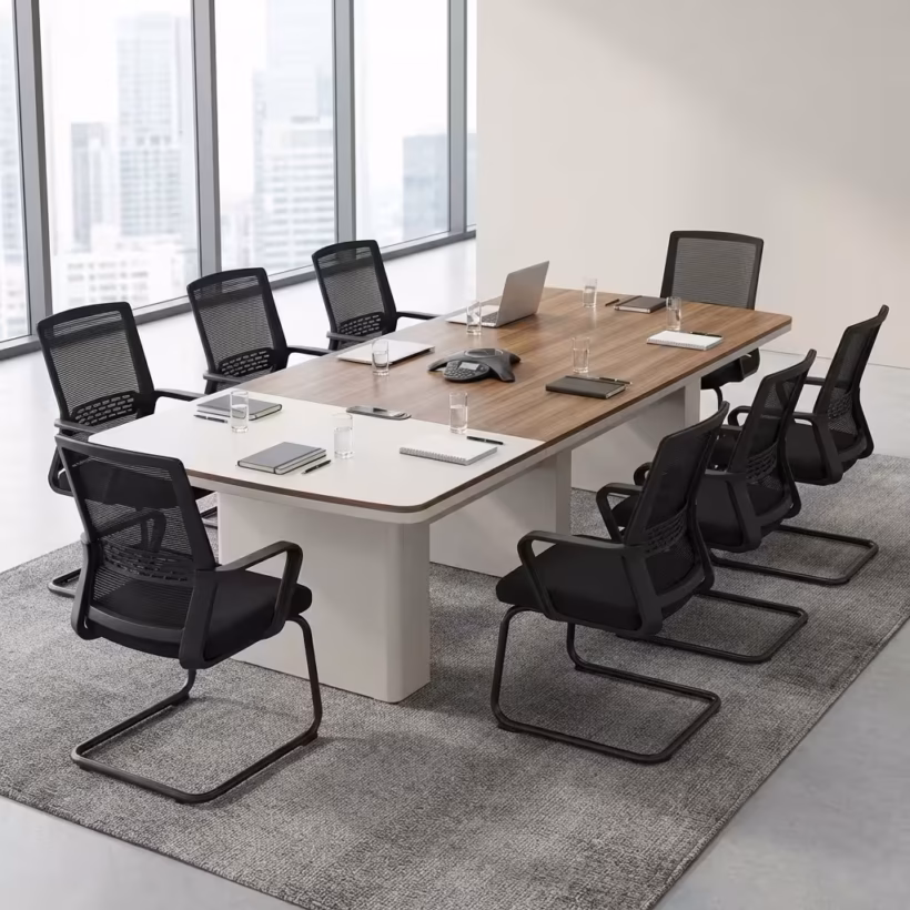 Large 3.2M Executive Conference Table in a modern corporate boardroom with executive chairs and professional office interior design