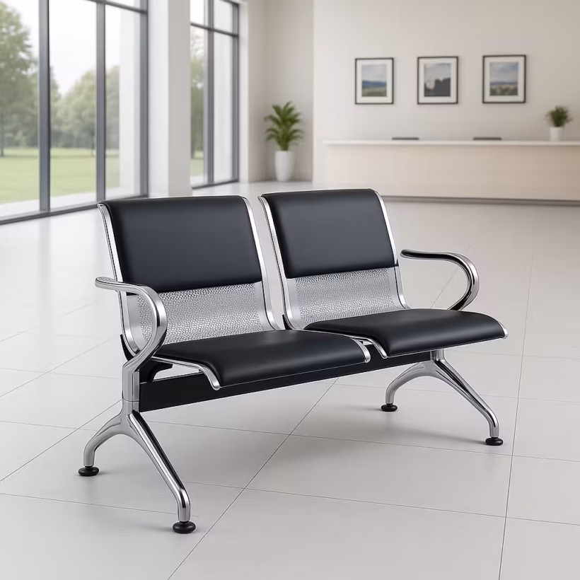 2-Seater Padded Office Waiting Bench for reception and office waiting areas
