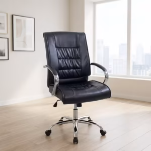 Mid-Back Leather Office Chair with ergonomic design and adjustable features