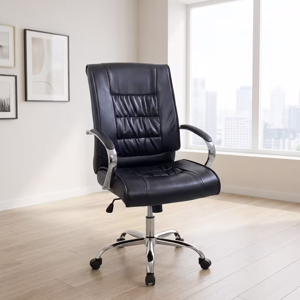 Mid-Back Leather Office Chair with ergonomic design and adjustable features
