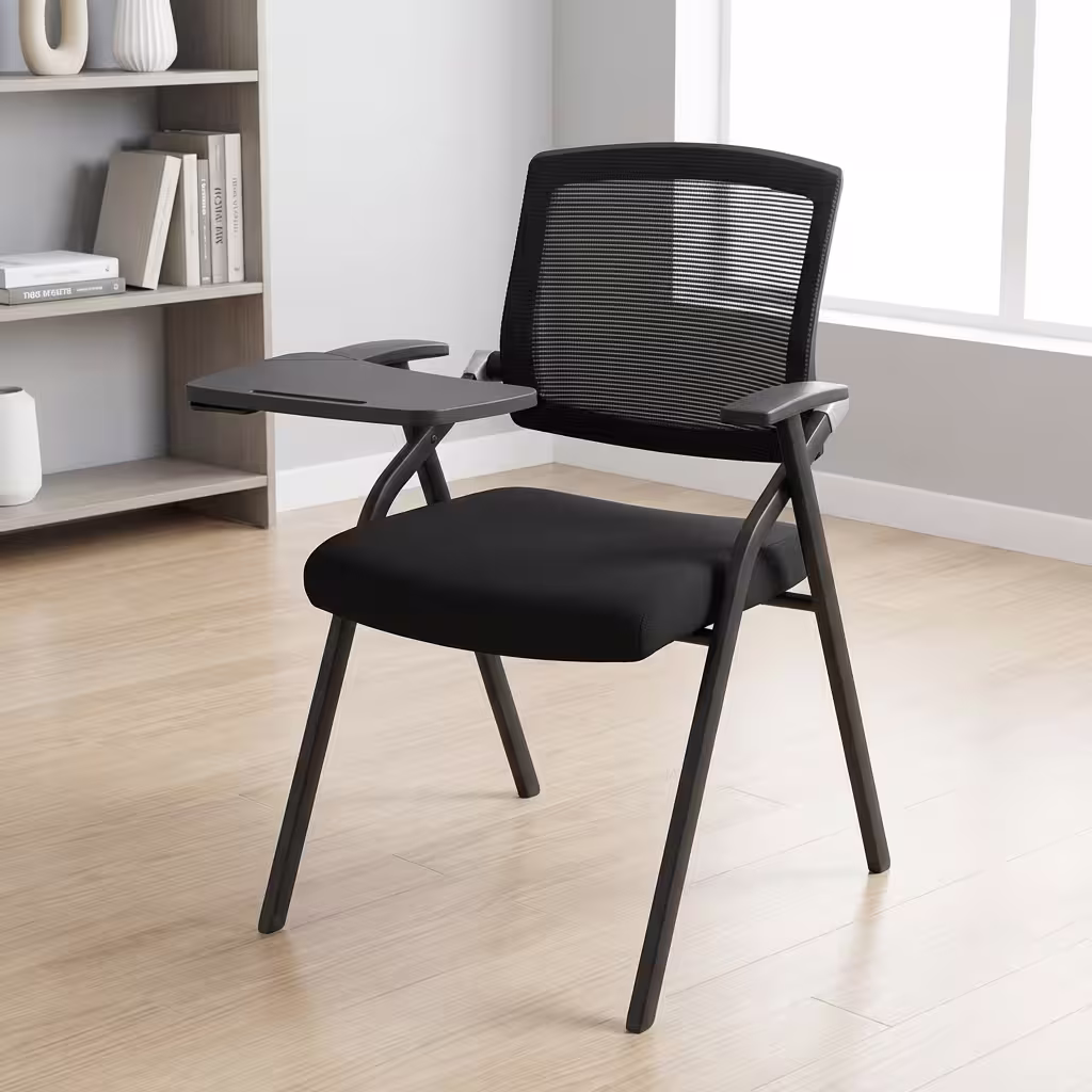 Folding Training Study Chair with writing pad in a modern classroom or training room setup