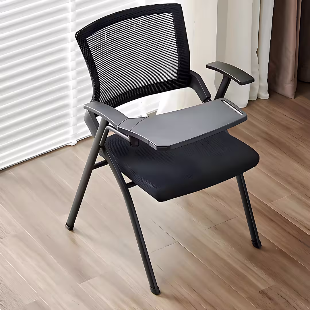 Folding Training Study Chair with writing pad in a modern classroom or training room setup