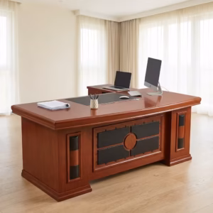 1.4M office desk with side drawer, modern compact workstation with clean design and storage unit for home or office use