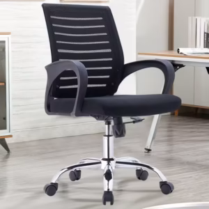 Mid Back Secretarial Office Chair with breathable mesh backrest and ergonomic lumbar support