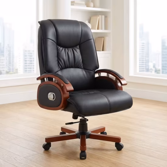 Director’s executive office chair with high backrest, cushioned seating, armrests, and adjustable height for modern office use