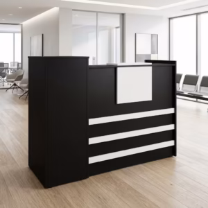 1.4M Wooden Office Reception Desk with modern front panel and spacious workspace