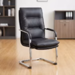 Leather Executive Visitor Chair with padded seat, ergonomic backrest, fixed armrests, and modern executive office design