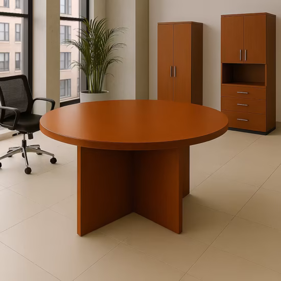 Round Wooden Meeting Table
