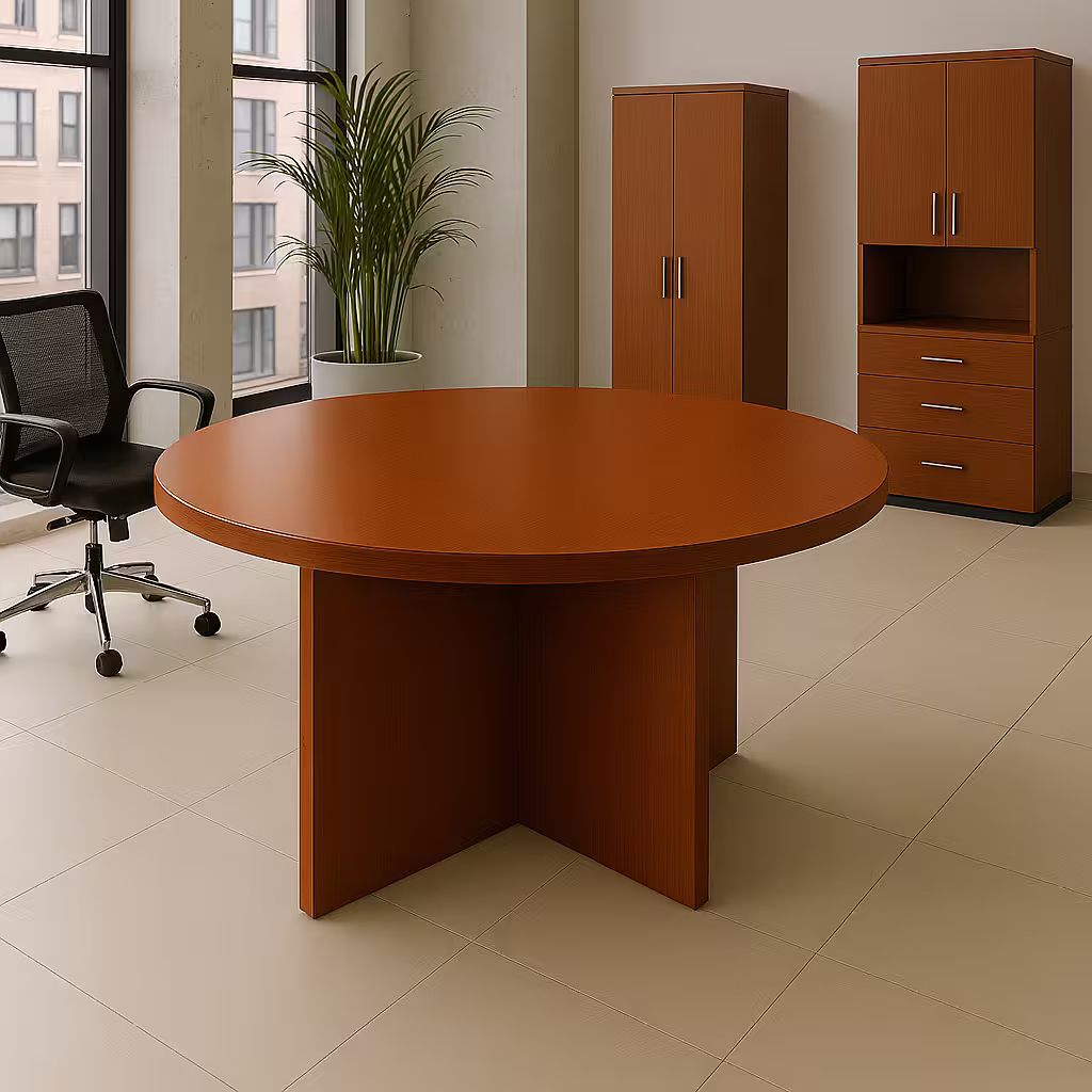 Round Wooden Meeting Table