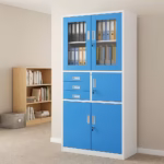 Filing Cabinet With Safe featuring lockable compartments, glass doors, and steel construction