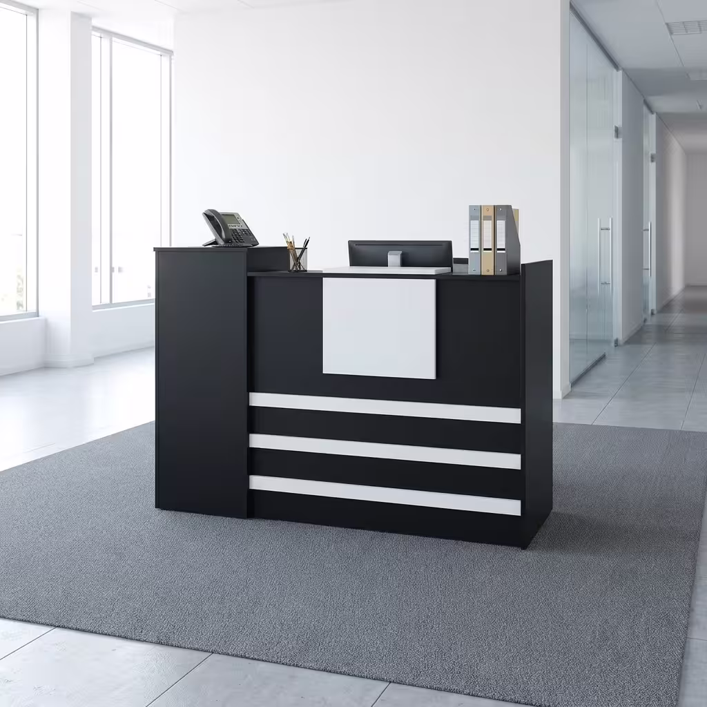 1.4M Wooden Office Reception Desk with modern front panel and spacious workspace