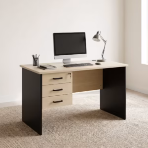 0.9M Office/Home Study Desk with USB charging ports and modern minimalist design