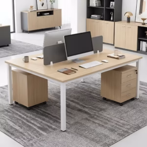 2-Way Modern Office Workstation with dual desks, storage drawers, and cable management in a modern office setup