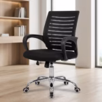 Mid Back Secretarial Office Chair with breathable mesh backrest and ergonomic lumbar support