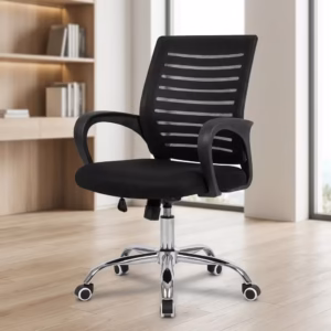 Mid Back Secretarial Office Chair with breathable mesh backrest and ergonomic lumbar support