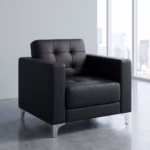 1-Seater Executive Office Sofa with premium leather upholstery and stainless steel frame