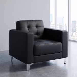 1-Seater Executive Office Sofa with premium leather upholstery and stainless steel frame