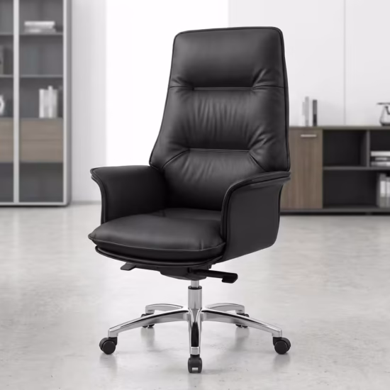 Executive Leather Office Chair black ergonomic high back chair with adjustable features and premium leather finish for office use