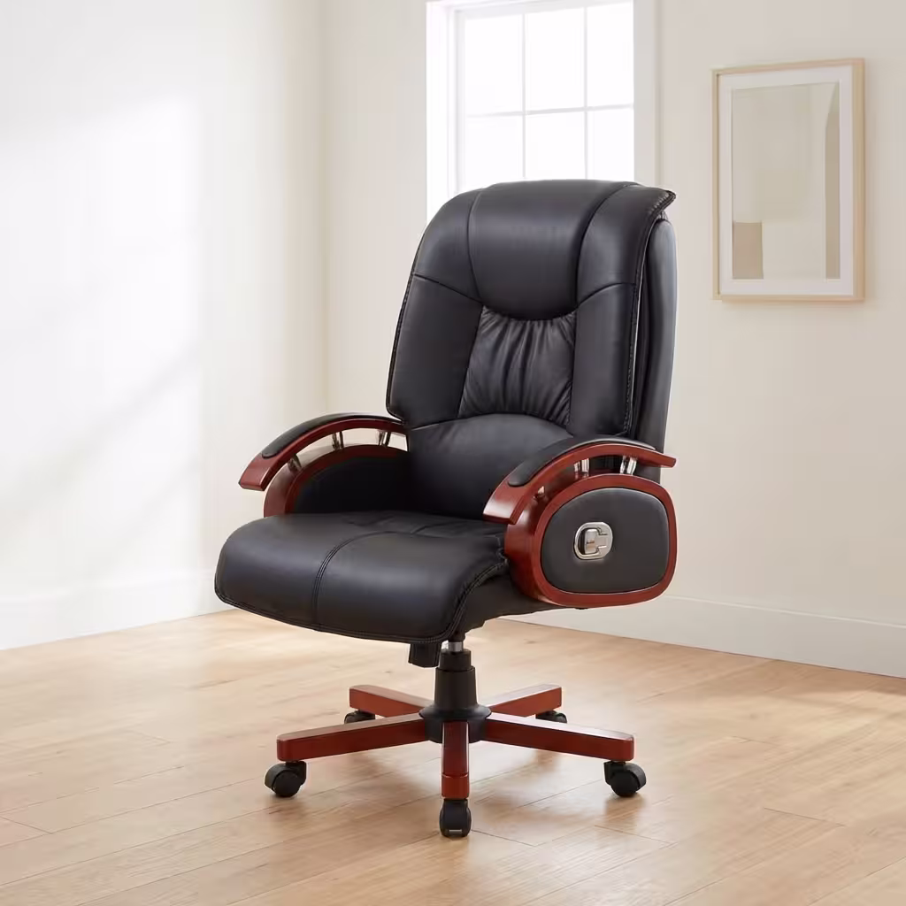 Director’s executive office chair with high backrest, cushioned seating, armrests, and adjustable height for modern office use