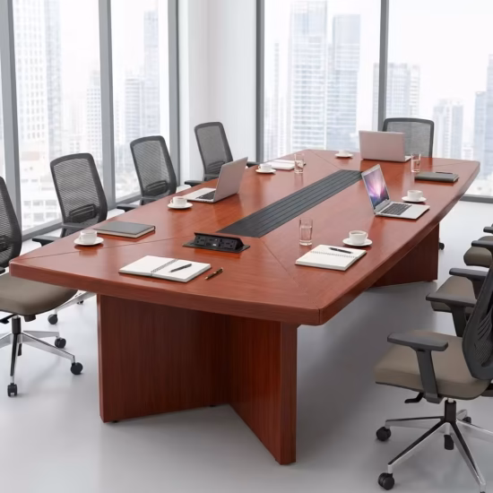 3M Executive Conference Table with spacious wooden tabletop and built-in cable management