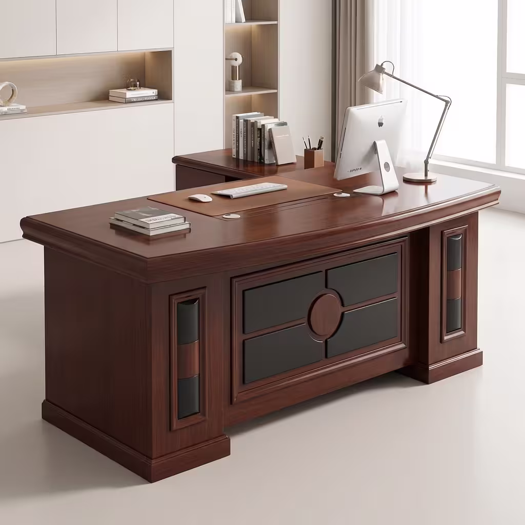 1.4M office desk with side drawer, modern compact workstation with clean design and storage unit for home or office use
