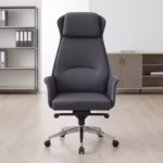 Ergonomic High-Back Office Chair with lumbar support, breathable fabric, and adjustable height in a modern office setting