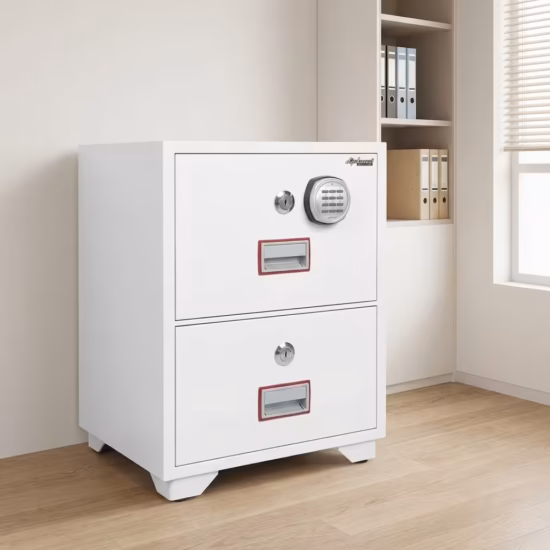 2-Drawer Diplomat Fireproof Safe with secure lockable drawers and steel construction
