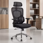 Ergonomic Mesh Office Chair with breathable backrest, adjustable height, and smooth caster wheels in a modern office workspace