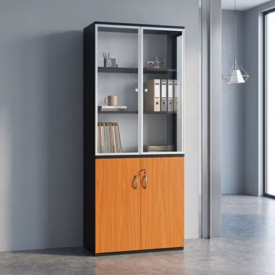 Wooden Half-Glass Office Cabinet